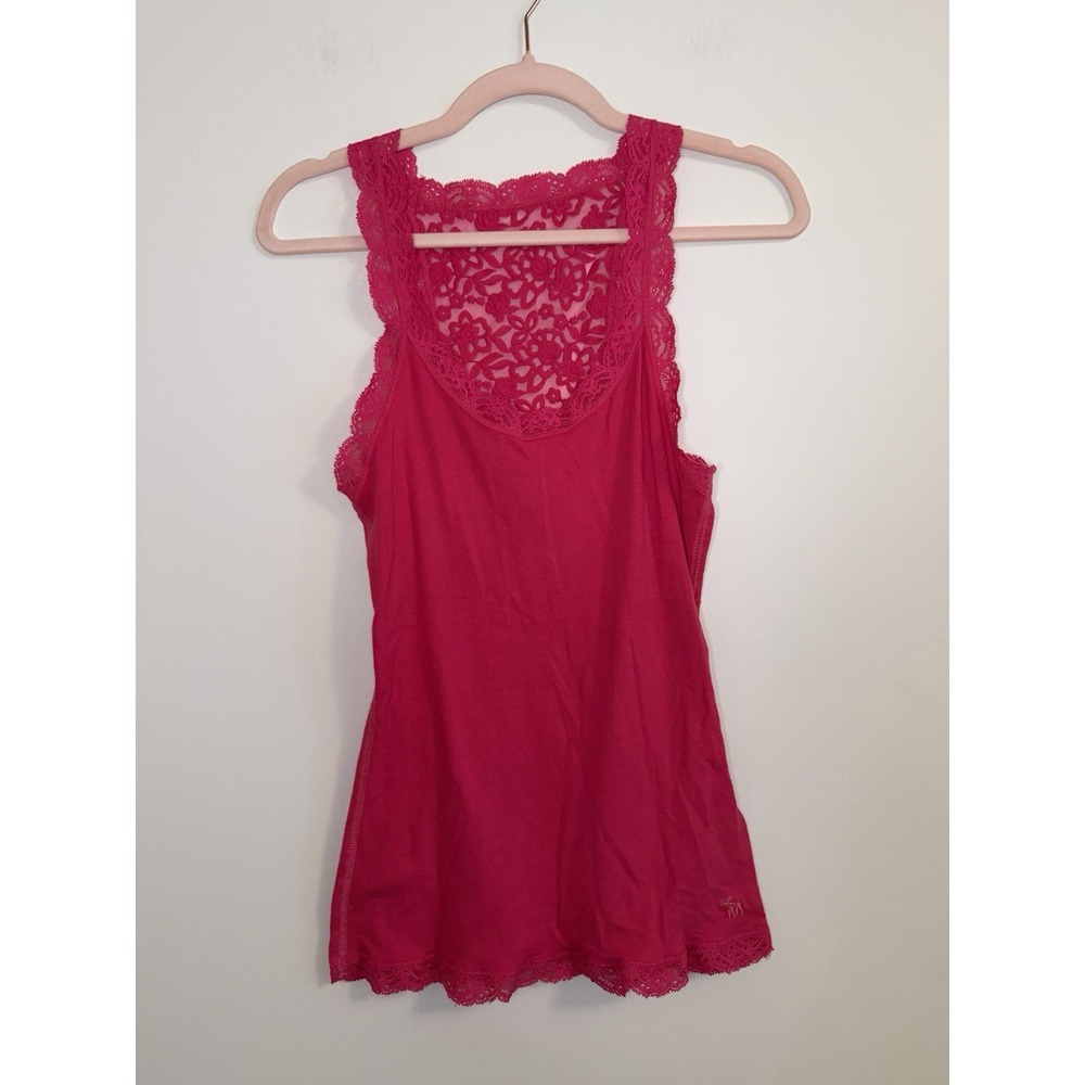 Vintage Abercrombie & Fitch Pink Lace Racerback Tank Top Cami Y2K Size L